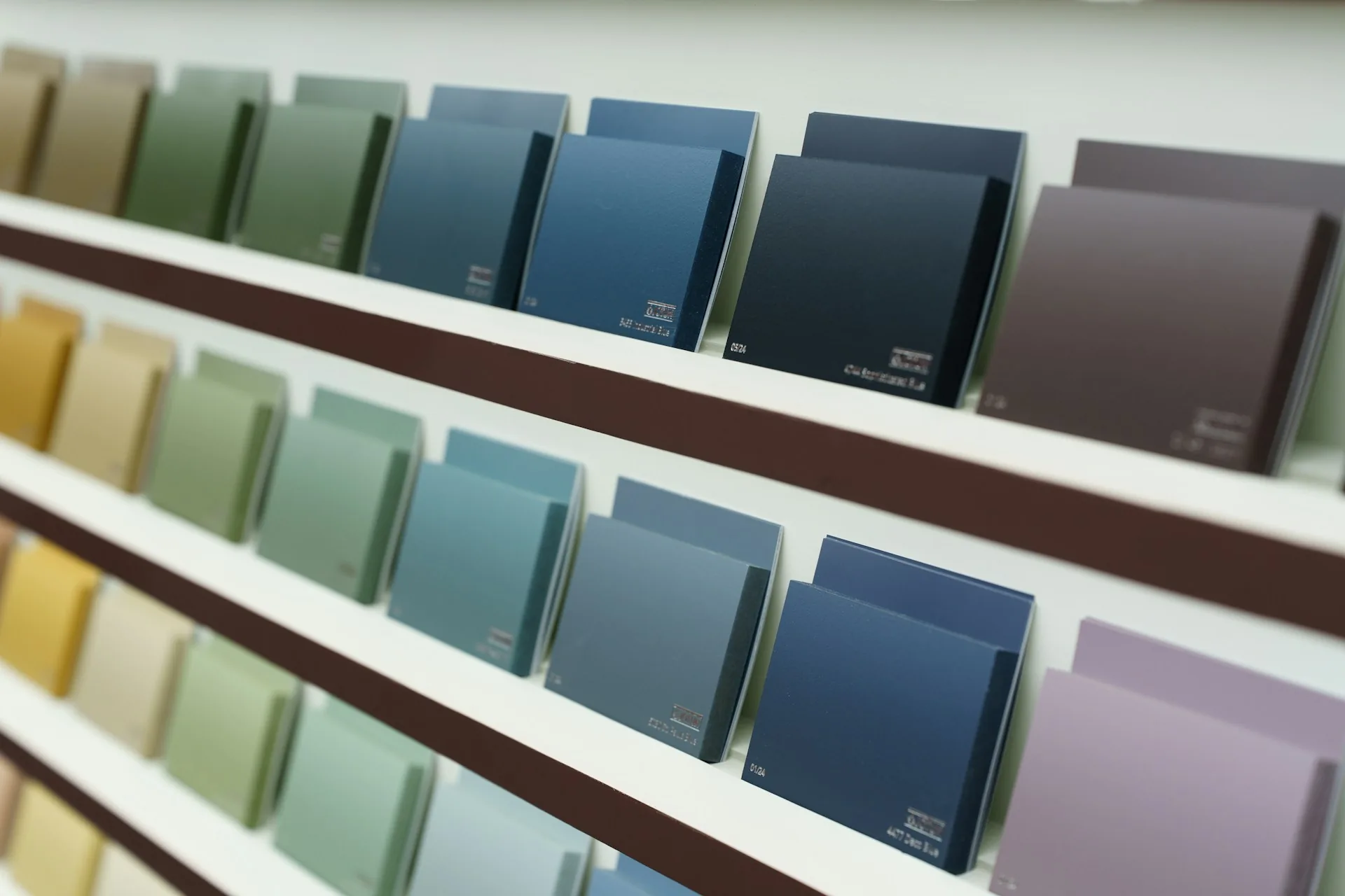 Fan deck of paint color swatches